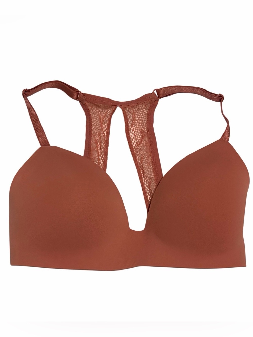 Victorias Secret 32DD No Wire Bra Lined Solid Pink Lace Racerback NWOT